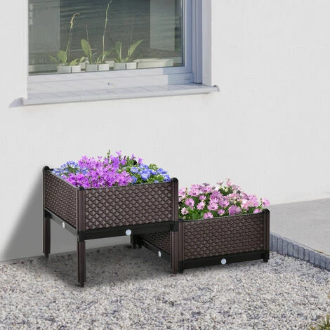 Outsunny 2-Piece Raised Garden Bed Planter Box for Flowers, Vegetables, Herbs Outsunny 2-Piece Raised Garden Bed Planter Box For Flowers, Vegetables, Herbs -Outsunny store 51014506 3