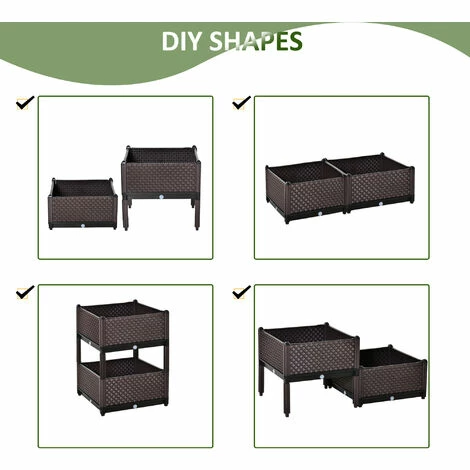 Outsunny 2-Piece Raised Garden Bed Planter Box for Flowers, Vegetables, Herbs Outsunny 2-Piece Raised Garden Bed Planter Box For Flowers, Vegetables, Herbs -Outsunny store 51014506 5