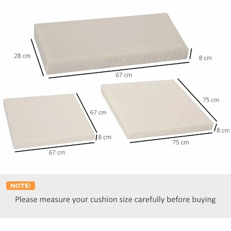 Outsunny 7 Pcs Outdoor Cushion Pads for Rattan Patio Conversation Set, Cream Outsunny 7 Pcs Outdoor Cushion Pads For Rattan Patio Conversation Set, Cream -Outsunny store 51014581 2