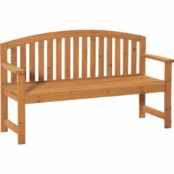 Outsunny 2 Person Garden Bench Wooden Outdoor Furniture With Armrest Orange