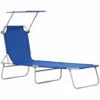 Outsunny Folding Chair Sun Lounger W/ Sunshade Garden Recliner Hammock Blue -Outsunny store 51161128 1