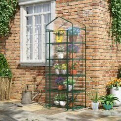 Outsunny Mini Greenhouse Outdoor Flower Stand PVC Cover Portable 69 X 49 X 193cm -Outsunny store 51161141 3