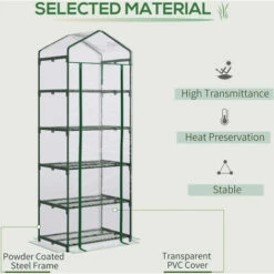 Outsunny Mini Greenhouse Outdoor Flower Stand PVC Cover Portable 69 X 49 X 193cm -Outsunny store 51161141 4