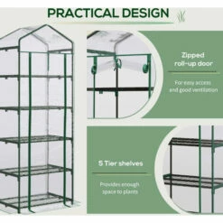 Outsunny Mini Greenhouse Outdoor Flower Stand PVC Cover Portable 69 X 49 X 193cm -Outsunny store 51161141 5
