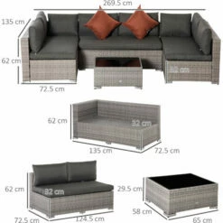 Outsunny 4 PCS Patio PE Rattan Wicker Sofa Conservatory Outdoor Furniture Set -Outsunny store 51161191 2