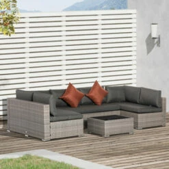 Outsunny 4 PCS Patio PE Rattan Wicker Sofa Conservatory Outdoor Furniture Set -Outsunny store 51161191 3