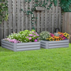 Outsunny Set Of 2 Raised Garden Bed Galvanized Planter Box Easy Quick Setup -Outsunny store 51181745 3