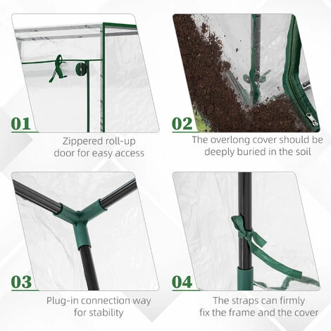 Outsunny 100 X 50 X 150cm Greenhouse W/ Zipper Roll-up Door Outdoor Transparent 7 Outsunny 100 X 50 X 150cm Greenhouse W/ Zipper Roll-up Door Outdoor Transparent - Image 5