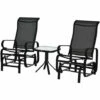 Outsunny 3 Pcs Rocking Chair Gliding Chair Set W/ Table For Patio Garden Black -Outsunny store 51181772 1