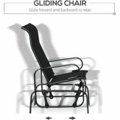 Outsunny 3 Pcs Rocking Chair Gliding Chair Set W/ Table For Patio Garden Black 5 Outsunny 3 Pcs Rocking Chair Gliding Chair Set W/ Table For Patio Garden Black -Outsunny store 51181772 4