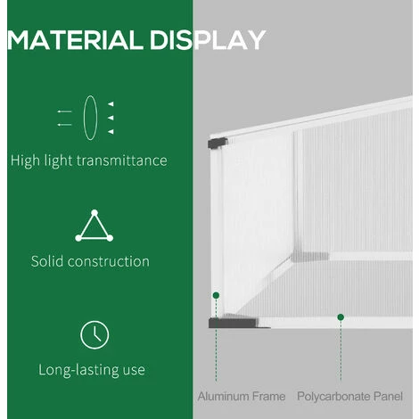 Outsunny Polycarbonate Greenhouse Aluminium Cold Frame Grow House, Silver Outsunny Polycarbonate Greenhouse Aluminium Cold Frame Grow House, Silver -Outsunny store 51181799 4