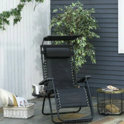 Outsunny Zero Gravity Chair Adjustable Patio Lounge W/ Cup Holder Grey -Outsunny store 51181802 3