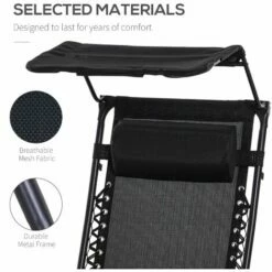 Outsunny Zero Gravity Chair Adjustable Patio Lounge W/ Cup Holder Grey -Outsunny store 51181802 5