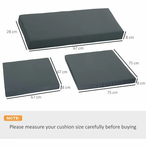 Outsunny 7 Pcs Outdoor Cushion Pads for Rattan Patio Conversation Set, Grey Outsunny 7 Pcs Outdoor Cushion Pads For Rattan Patio Conversation Set, Grey -Outsunny store 51221640 2