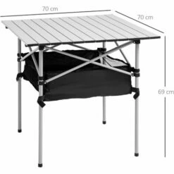 Outsunny Aluminum Camping Table Folding Table Picnic Table W/ Mesh Bag, Silver -Outsunny store 51221642 2