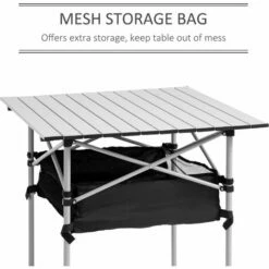 Outsunny Aluminum Camping Table Folding Table Picnic Table W/ Mesh Bag, Silver -Outsunny store 51221642 4