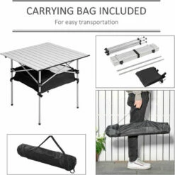 Outsunny Aluminum Camping Table Folding Table Picnic Table W/ Mesh Bag, Silver -Outsunny store 51221642 5