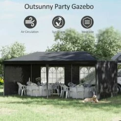 Outsunny 6m X 3m Garden Gazebo Marquee Canopy Party Tent Canopy Patio Black 10 Outsunny 6m X 3m Garden Gazebo Marquee Canopy Party Tent Canopy Patio Black -Outsunny store 51258932 4