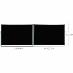 Outsunny 6 X 2m Patio Double Side Awning Folding Privacy Screen Fence Black -Outsunny store 51258941 2