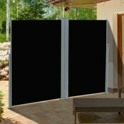 Outsunny 6 X 2m Patio Double Side Awning Folding Privacy Screen Fence Black -Outsunny store 51258941 3
