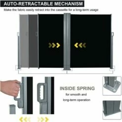Outsunny 6 X 2m Patio Double Side Awning Folding Privacy Screen Fence Black -Outsunny store 51258941 5