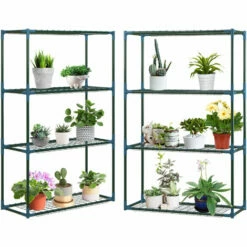 Outsunny 2-Piece Flower Stand Set, 4-Tier Planter Holder Display Rack, Green