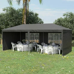 Outsunny 6m X 3m Garden Gazebo Marquee Canopy Party Tent Canopy Patio Dark Grey -Outsunny store 51258965 3