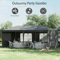 Outsunny 6m X 3m Garden Gazebo Marquee Canopy Party Tent Canopy Patio Dark Grey -Outsunny store 51258965 4