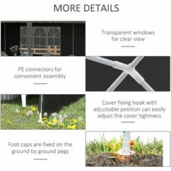 Outsunny 6m X 3m Garden Gazebo Marquee Canopy Party Tent Canopy Patio Dark Grey -Outsunny store 51258965 5