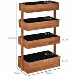 Alternative view of Outsunny Raised Garden Bed Wooden Plant Stand W/ Angle Adjustable Planters