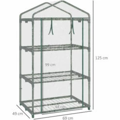 Alternative view of Outsunny 3 Tier Mini Greenhouse Grow House W/ Roll Up Door, 69x49x125cm, Clear