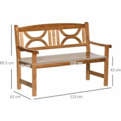 Outsunny 2-Seater Wooden Garden Bench Outdoor Patio Loveseat Natural -Outsunny store 51386026 2
