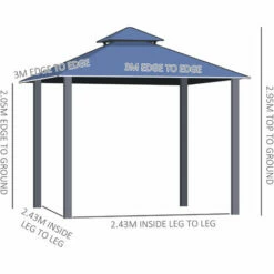 Outsunny 3x3(m) Polycarbonate Hardtop Gazebo W/ Double Roof & Aluminium Frame -Outsunny store 51386027 2