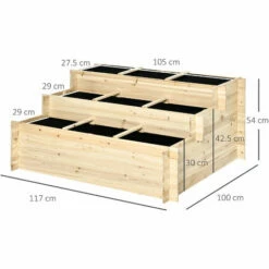 Outsunny 3 Tier Raised Garden Bed Planter Box W/ 9 Grids & Non-woven Fabric -Outsunny store 51386028 2
