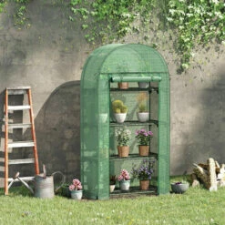 Outsunny 80 X 49 X 160cm Mini Greenhouse Portable Green House With Storage Shelf -Outsunny store 51386031 3