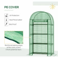 Outsunny 80 X 49 X 160cm Mini Greenhouse Portable Green House With Storage Shelf -Outsunny store 51386031 4