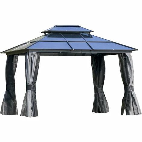 Outsunny 3.6x3(m) Polycarbonate Hardtop Gazebo w/ Double Roof & Aluminium Frame Outsunny 3.6x3(m) Polycarbonate Hardtop Gazebo W/ Double Roof & Aluminium Frame -Outsunny store 51386032 1