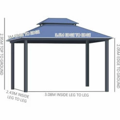 Outsunny 3.6x3(m) Polycarbonate Hardtop Gazebo W/ Double Roof & Aluminium Frame 3 Outsunny 3.6x3(m) Polycarbonate Hardtop Gazebo W/ Double Roof & Aluminium Frame -Outsunny store 51386032 2