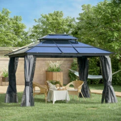 Outsunny 3.6x3(m) Polycarbonate Hardtop Gazebo W/ Double Roof & Aluminium Frame 4 Outsunny 3.6x3(m) Polycarbonate Hardtop Gazebo W/ Double Roof & Aluminium Frame -Outsunny store 51386032 3