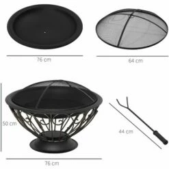 Outsunny Fire Pit Metal Fire Bowl Fireplace Patio Heater For Garden, Backyard -Outsunny store 51519859 2