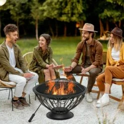 Outsunny Fire Pit Metal Fire Bowl Fireplace Patio Heater For Garden, Backyard -Outsunny store 51519859 3