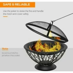 Outsunny Fire Pit Metal Fire Bowl Fireplace Patio Heater For Garden, Backyard -Outsunny store 51519859 4