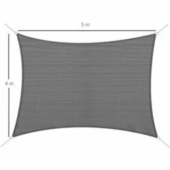 Outsunny 5x4m Sun Shade Sail Rectangle HDPE Canopy UV Protection, Charcoal Grey 3 Outsunny 5x4m Sun Shade Sail Rectangle HDPE Canopy UV Protection, Charcoal Grey -Outsunny store 51519872 2