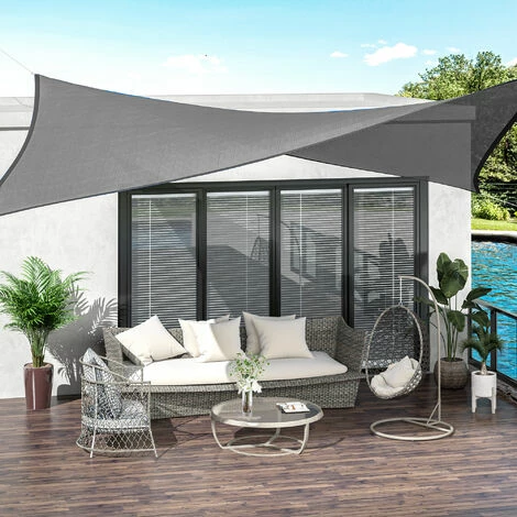 Outsunny 5x4m Sun Shade Sail Rectangle HDPE Canopy UV Protection, Charcoal Grey Outsunny 5x4m Sun Shade Sail Rectangle HDPE Canopy UV Protection, Charcoal Grey -Outsunny store 51519872 3