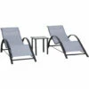 Outsunny 3 Pieces Lounge Chair Set Garden Sunbathing Chair W/ Table Light Grey -Outsunny store 51519882 1