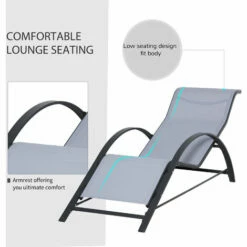 Outsunny 3 Pieces Lounge Chair Set Garden Sunbathing Chair W/ Table Light Grey 5 Outsunny 3 Pieces Lounge Chair Set Garden Sunbathing Chair W/ Table Light Grey -Outsunny store 51519882 4