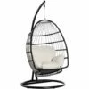 Outsunny Rattan Weave Hanging Egg Chair W/ Folding Design Indoor & Outdoor Black -Outsunny store 51519900 1