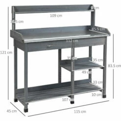 Outsunny Garden Potting Table Workstation W/ Metal Tabletop, Drawer, Shelves -Outsunny store 51519917 2
