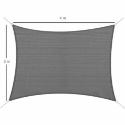Outsunny 4x3m Sun Shade Sail Rectangle HDPE Canopy UV Protection, Charcoal Grey -Outsunny store 51519918 2