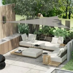 Outsunny 4x4m Triangle Sun Shade Sail UV Protection HDPE Canopy W/ Rings Grey -Outsunny store 51519921 3